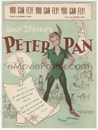 5g0358 PETER PAN sheet music 1953 Disney cartoon classic, You Can Fly! You Can Fly! You Can Fly!