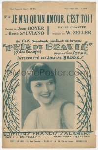 5g0363 PRIX DE BEAUTE French sheet music 1930 Louise Brooks, Je n'ai qu'un amour, c'est toi!