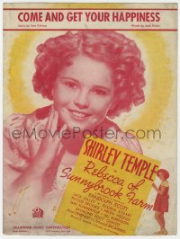 5g0364 REBECCA OF SUNNYBROOK FARM sheet music 1938 Shirley Temple, Come And Get Your Happiness!