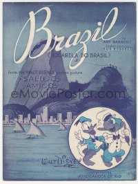 5g0370 SALUDOS AMIGOS sheet music 1943 Disney cartoon, Donald Duck & Joe Carioca sing Brazil!