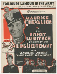 5g0376 SMILING LIEUTENANT sheet music 1931 young Maurice Chevalier, Toujours L'Amour in the Army!