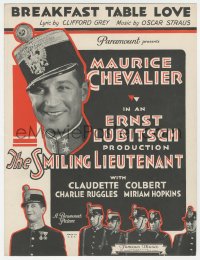 5g0375 SMILING LIEUTENANT sheet music 1931 young Maurice Chevalier, Breakfast Table Love!