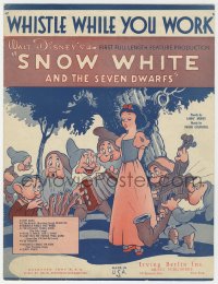 5g0377 SNOW WHITE & THE SEVEN DWARFS sheet music 1937 Disney cartoon classic, Whistle While You Work