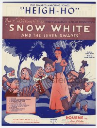 5g0380 SNOW WHITE & THE SEVEN DWARFS sheet music R1970s Disney animated classic, Heigh-Ho!