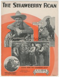 5g0384 STRAWBERRY ROAN sheet music 1933 cowboy Ken Maynard, the title song, Louis Kummel art!