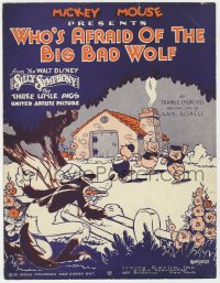 5g0391 THREE LITTLE PIGS sheet music 1933 Walt Disney cartoon, Who's Afraid of the Big Bad Wolf!