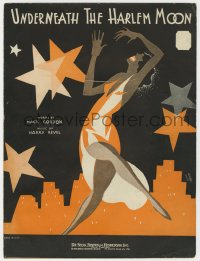 5g0395 UNDERNEATH THE HARLEM MOON sheet music 1932 great Leff art of sexy female dancer in New York!