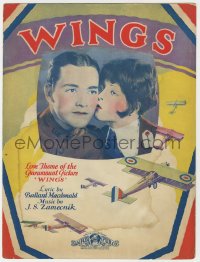 5g0401 WINGS sheet music 1927 William Wellman Best Picture, Clara Bow & Buddy Rogers, the title song!