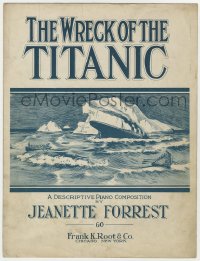 5g0406 WRECK OF THE TITANIC sheet music 1912 from right after it sank, art of sinking ship & iceberg