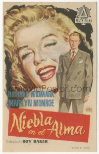 5g0207 DON'T BOTHER TO KNOCK Spanish herald 1956 different art of Marilyn Monroe & Widmark by Jano!