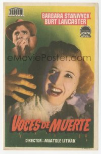 5g0221 SORRY WRONG NUMBER Spanish herald 1950 different image of Burt Lancaster & Barbara Stanwyck!
