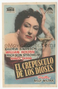 5g0224 SUNSET BOULEVARD Spanish herald 1952 close up of Gloria Swanson with drink, Billy Wilder!