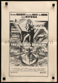 5g1096 SPY WHO LOVED ME ad slick 1977 art of Roger Moore as James Bond & Barbara Bach by Bob Peak!