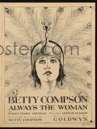 5g0645 ALWAYS THE WOMAN pressbook 1922 American actress Betty Compson on an ocean cruise to Egypt!