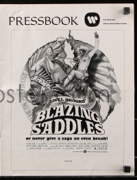 5g0666 BLAZING SADDLES pressbook 1974 classic Mel Brooks western, art of Cleavon Little!