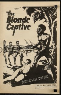 5g0667 BLONDE CAPTIVE pressbook R1940s Wynne Davies art of nude woman & Australian Aborigines, rare!