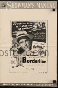 5g0673 BORDERLINE pressbook 1950 Fred MacMurray & Claire Trevor, drug smuggling in Mexico!