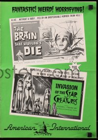 5g0675 BRAIN THAT WOULDN'T DIE/STAR CREATURES pressbook 1962 wacky sci-fi horror double-bill!