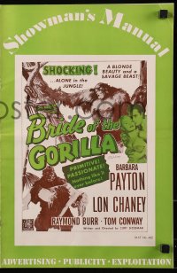 5g0677 BRIDE OF THE GORILLA pressbook 1951 sexy Barbara Payton & huge ape, primitive passions!