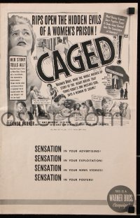 5g0684 CAGED pressbook 1950 Eleanor Parker is one of the women without men, except in memories!