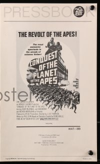 5g0696 CONQUEST OF THE PLANET OF THE APES pressbook 1972 Roddy McDowall, the revolt of the apes!