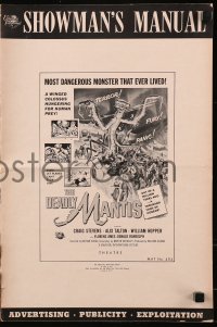 5g0713 DEADLY MANTIS pressbook 1957 Universal horror, classic art of giant rampaging insect!