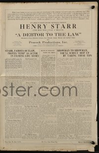 5g0715 DEBTOR TO THE LAW pressbook 1919 real life outlaw Henry Starr, The Man Who Stole a Million!