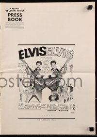 5g0723 DOUBLE TROUBLE pressbook 1967 cool mirror image of rockin' Elvis Presley playing guitar!
