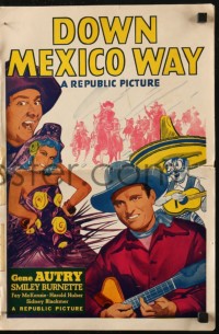 5g0724 DOWN MEXICO WAY pressbook 1941 Gene Autry & Smiley Burnette go south of the border, cool art!