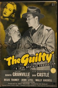 5g0766 GUILTY pressbook 1947 Bonita Granville, Don Castle, from a noir story by Cornel Woolrich!