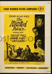 5g1047 HAUNTED PALACE English pressbook 1963 Vincent Price, Lon Chaney, Edgar Allan Poe, cool horror art!