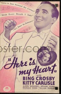 5g0775 HERE IS MY HEART pressbook 1934 Bing Crosby, Kitty Carlisle, Love is Just Around the Corner!