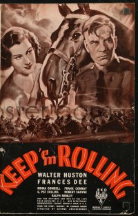 5g0804 KEEP 'EM ROLLING pressbook 1934 Walter Huston in U.S. Army cavalry, Frances Dee, ultra rare!