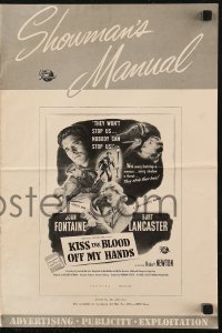 5g0811 KISS THE BLOOD OFF MY HANDS pressbook 1948 Joan Fontaine hiding fugitive Burt Lancaster!