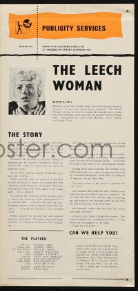 5g1054 LEECH WOMAN English pressbook 1960 deadly female vampire drained love & life from every man!