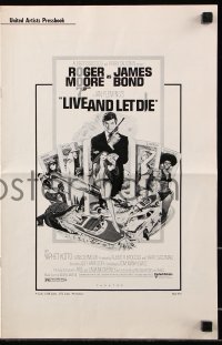 5g0827 LIVE & LET DIE pressbook 1973 Roger Moore as James Bond, art by Robert McGinnis!