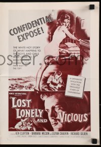 5g0833 LOST, LONELY & VICIOUS pressbook 1958 sexy bad girl, what happens to boys & girls in Hollywood