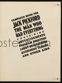 5g0839 MAN WHO HAD EVERYTHING pressbook 1920 Jack Pickford, Lionel Belmore, Priscilla Bonner, rare!