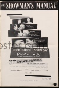 5g0891 PILLOW TALK pressbook 1959 bachelor Rock Hudson loves pretty career girl Doris Day, classic!