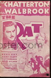 5g0903 RAT pressbook 1938 rich Ruth Chatterton loves French cat burglar Anton Walbrook!