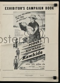 5g0904 RAWHIDE pressbook 1951 Tyrone Power & pretty Susan Hayward in western action!