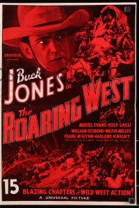 5g0916 ROARING WEST RE-CREATION pressbook 1970s cowboy Buck Jones, cool western serial art!