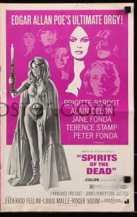 5g0951 SPIRITS OF THE DEAD pressbook 1969 Federico Fellini, Reynold Brown art of sexy Jane Fonda!
