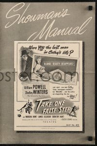 5g0963 TAKE ONE FALSE STEP pressbook 1949 William Powell & sexy Shelley Winters!