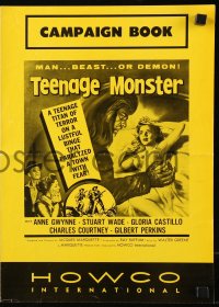 5g0971 TEENAGE MONSTER pressbook 1957 great art of wacky beast attacking sexy Anne Gwynne in bed!