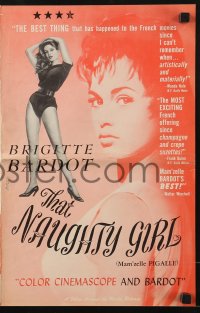 5g0977 THAT NAUGHTY GIRL pressbook 1958 full-length and super close images of sexy Brigitte Bardot!
