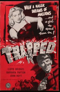 5g0990 TRAPPED pressbook 1949 Lloyd Bridges dreams of millions & spending it on sexy Barbara Payton!