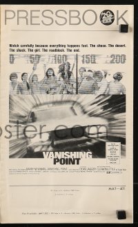 5g1004 VANISHING POINT pressbook 1971 car chase cult classic, you never had a trip like this before!