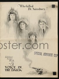 5g1011 VOICE IN THE DARK pressbook 1921 Irene Rich, Ramsey Wallace, Alec B. Francis, murder mystery!