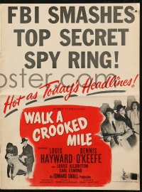 5g1012 WALK A CROOKED MILE pressbook 1948 Louis Hayward, Dennis O'Keefe, Scotland Yard & FBI, rare!